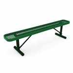 Commercial 6ft Expanded Metal Park Bench Without Back – Thermoplastic Coated, Quick Ship - Outdoorsiness
