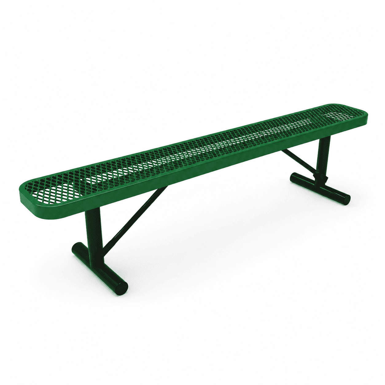 Commercial 6ft Expanded Metal Park Bench Without Back – Thermoplastic Coated, Quick Ship - Outdoorsiness