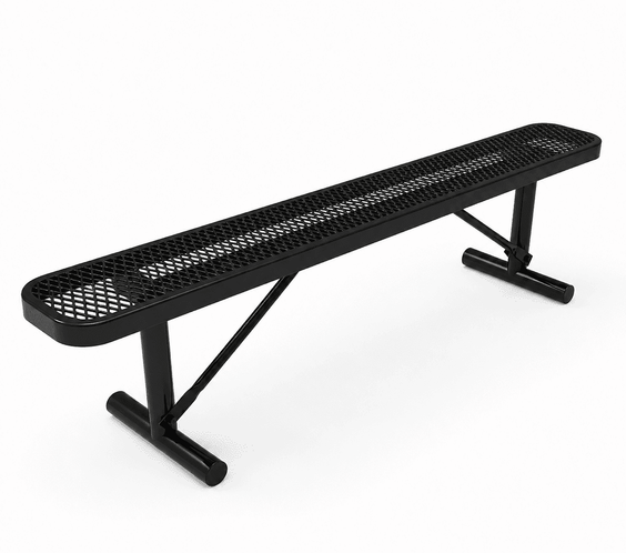 Commercial 6ft Expanded Metal Park Bench Without Back – Thermoplastic Coated, Quick Ship - Outdoorsiness