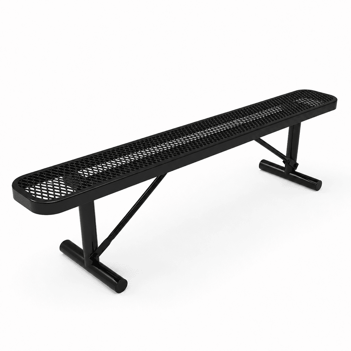 Commercial 6ft Expanded Metal Park Bench Without Back – Thermoplastic Coated, Quick Ship - Outdoorsiness