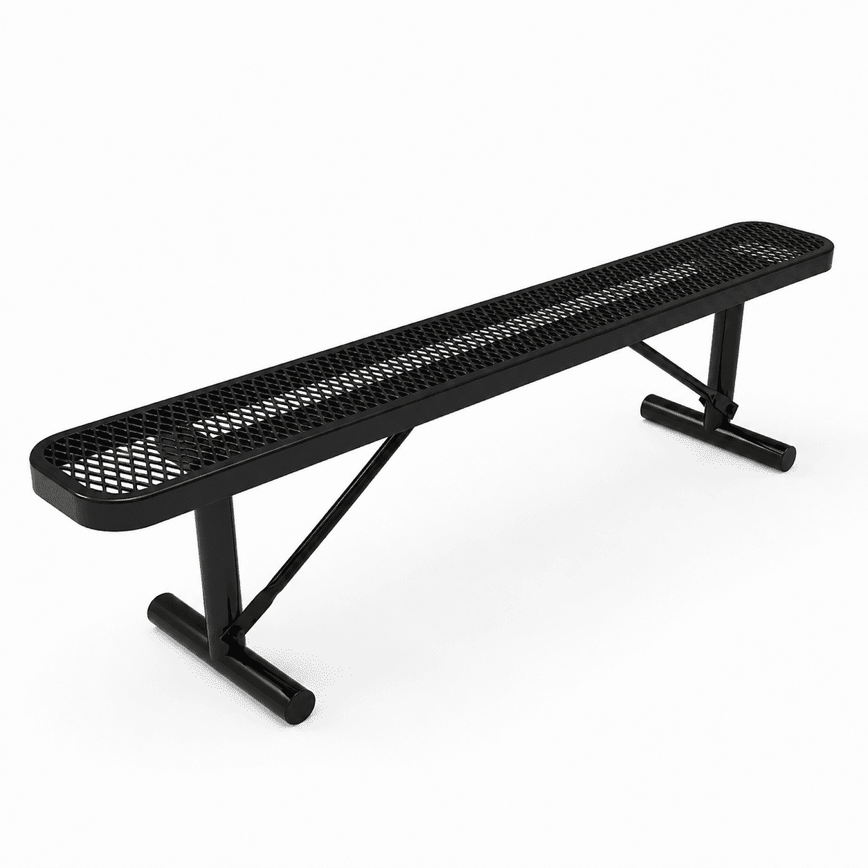 Commercial 6ft Expanded Metal Park Bench Without Back – Thermoplastic Coated, Quick Ship - Outdoorsiness
