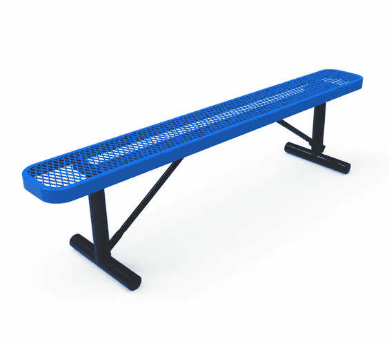Commercial 6ft Expanded Metal Park Bench Without Back – Thermoplastic Coated, Quick Ship - Outdoorsiness