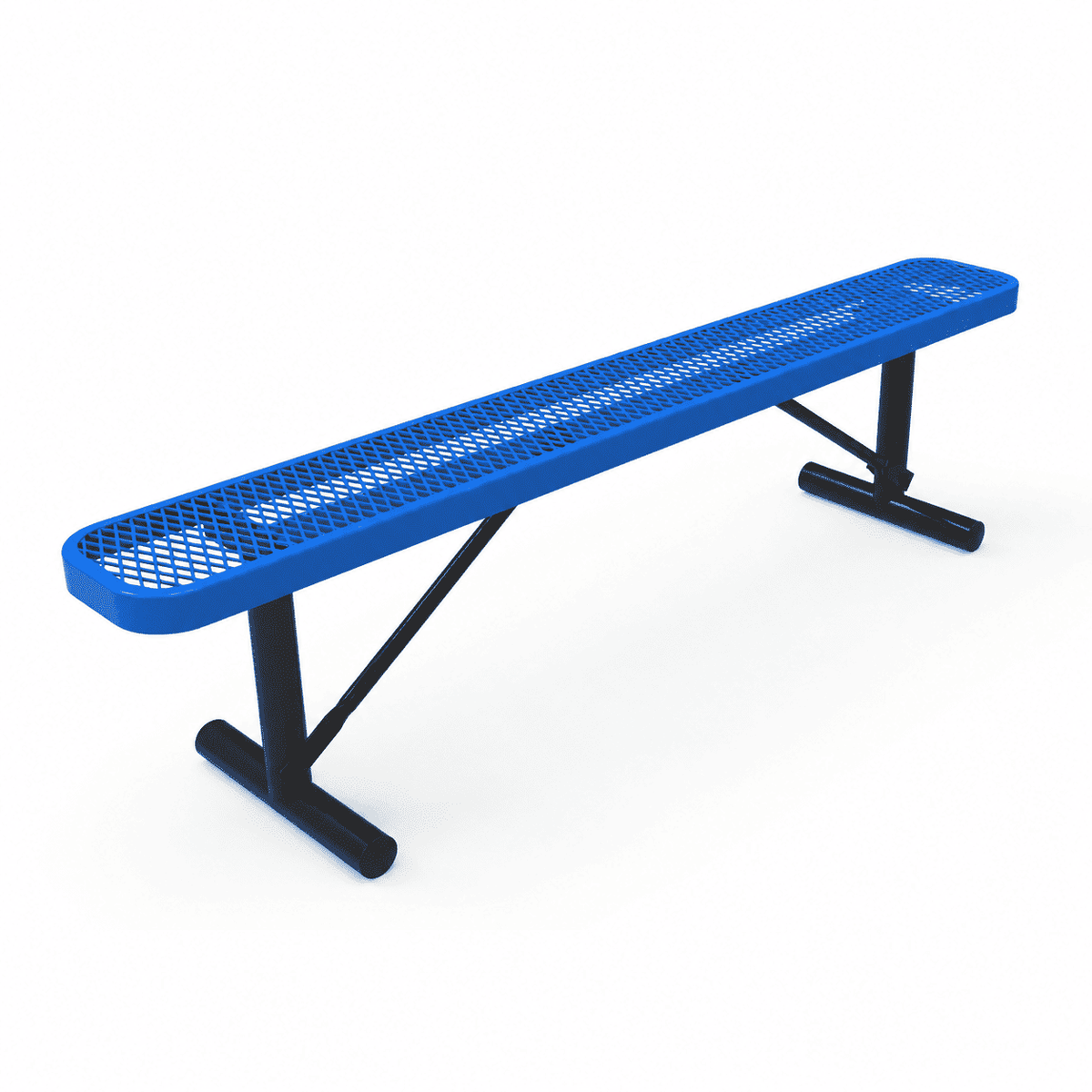 Commercial 6ft Expanded Metal Park Bench Without Back – Thermoplastic Coated, Quick Ship - Outdoorsiness