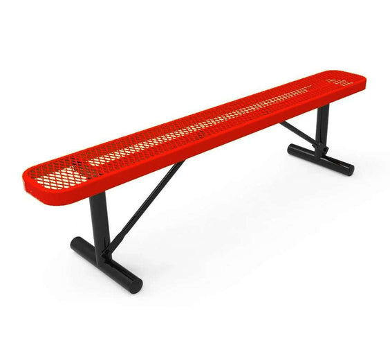 Commercial 6ft Expanded Metal Park Bench Without Back – Thermoplastic Coated, Quick Ship - Outdoorsiness