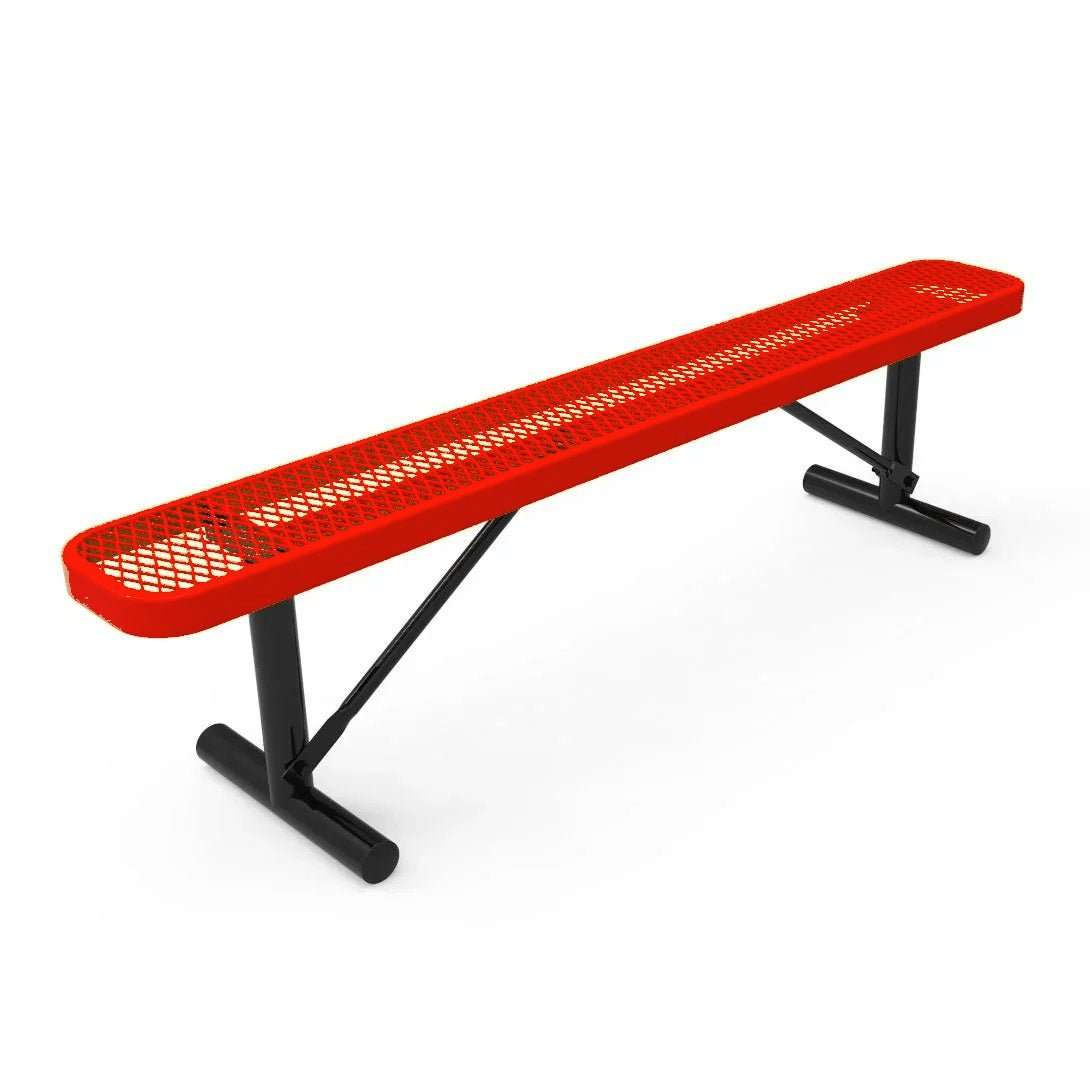 Commercial 6ft Expanded Metal Park Bench Without Back – Thermoplastic Coated, Quick Ship - Outdoorsiness