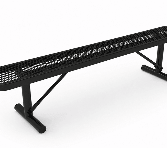 Commercial 6ft Expanded Metal Park Bench Without Back – Thermoplastic Coated, Quick Ship - Outdoorsiness