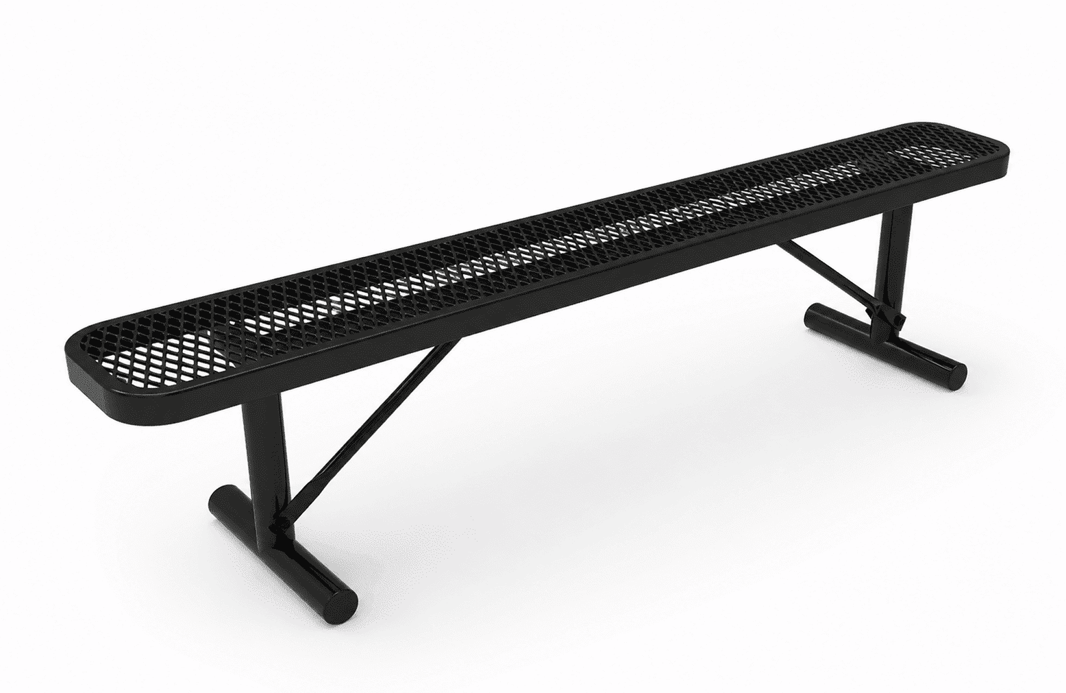 Commercial 6ft Expanded Metal Park Bench Without Back – Thermoplastic Coated, Quick Ship - Outdoorsiness