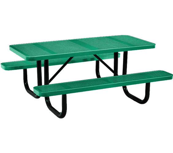 Commercial 6ft Rectangular Portable Picnic Table – Thermoplastic Punched Steel, Quick Ship - Outdoorsiness