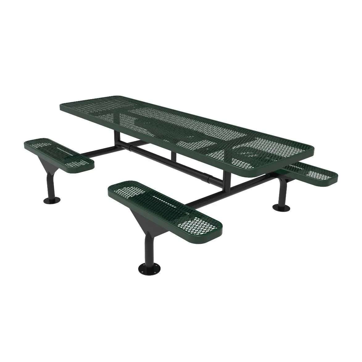 Commercial 8ft Nexus Rectangle Picnic Table – Thermoplastic Expanded Metal, Diamond Pattern - Outdoorsiness
