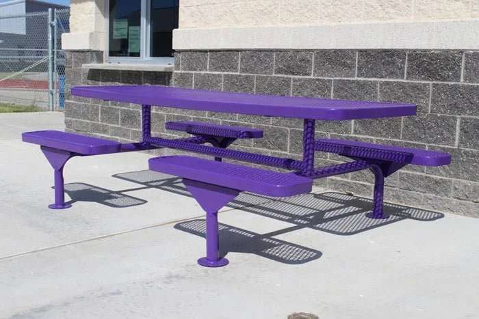 Commercial 8ft Nexus Rectangle Picnic Table – Thermoplastic Expanded Metal, Diamond Pattern - Outdoorsiness