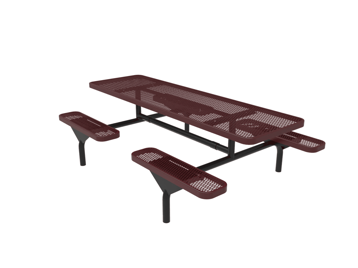 Commercial 8ft Nexus Rectangle Picnic Table – Thermoplastic Expanded Metal, Diamond Pattern - Outdoorsiness
