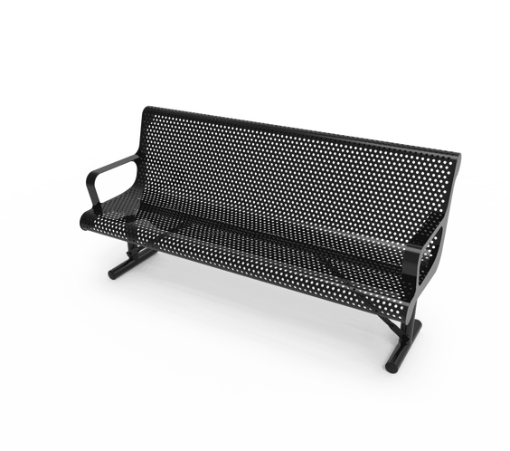 Commercial Contoured Park Bench with Armrests – Expanded Metal, Thermoplastic Coated - Outdoorsiness