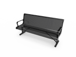 Commercial Contoured Park Bench with Armrests – Expanded Metal, Thermoplastic Coated - Outdoorsiness