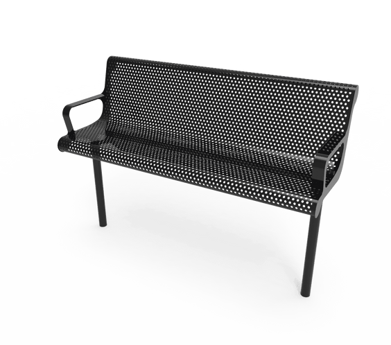 Commercial Contoured Park Bench with Armrests – Expanded Metal, Thermoplastic Coated - Outdoorsiness