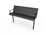 Commercial Contoured Park Bench with Armrests – Expanded Metal, Thermoplastic Coated - Outdoorsiness