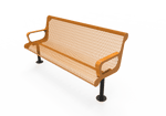Commercial Contoured Park Bench with Armrests – Expanded Metal, Thermoplastic Coated - Outdoorsiness