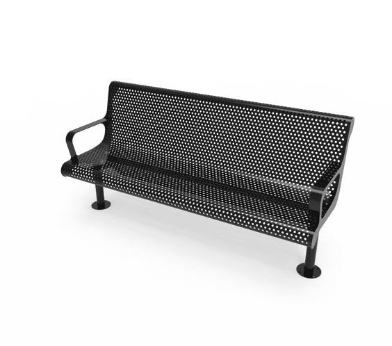 Commercial Contoured Park Bench with Armrests – Expanded Metal, Thermoplastic Coated - Outdoorsiness
