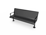 Commercial Contoured Park Bench with Armrests – Expanded Metal, Thermoplastic Coated - Outdoorsiness