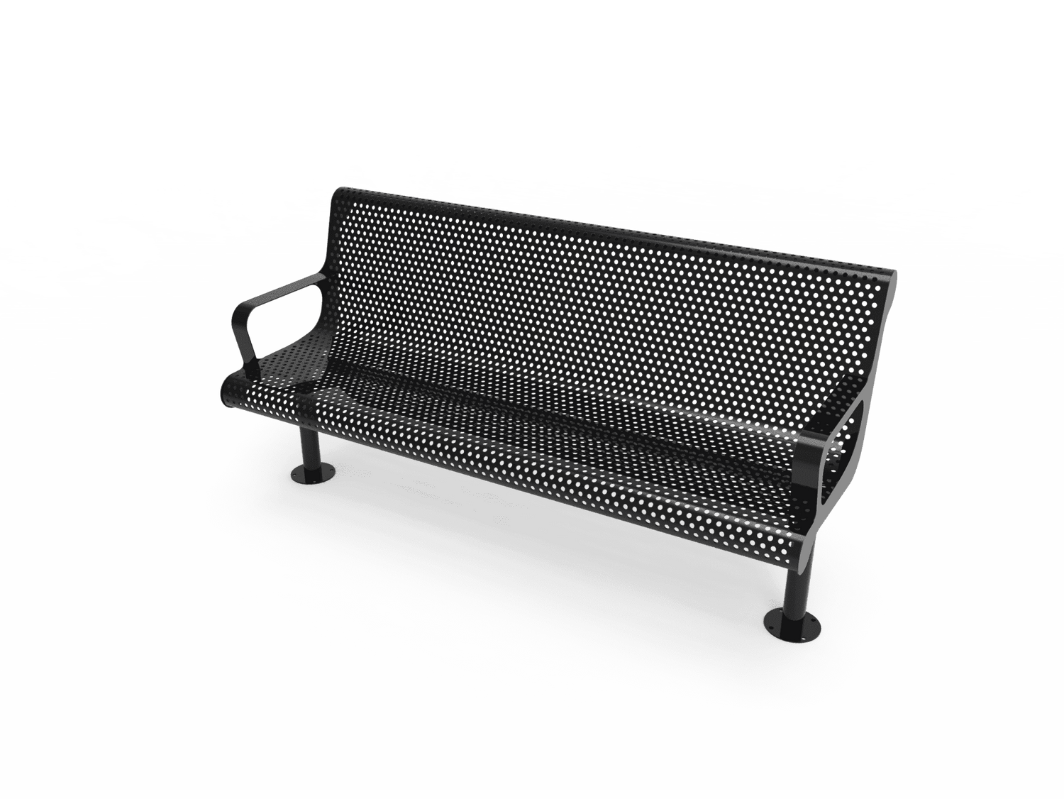Commercial Contoured Park Bench with Armrests – Expanded Metal, Thermoplastic Coated - Outdoorsiness