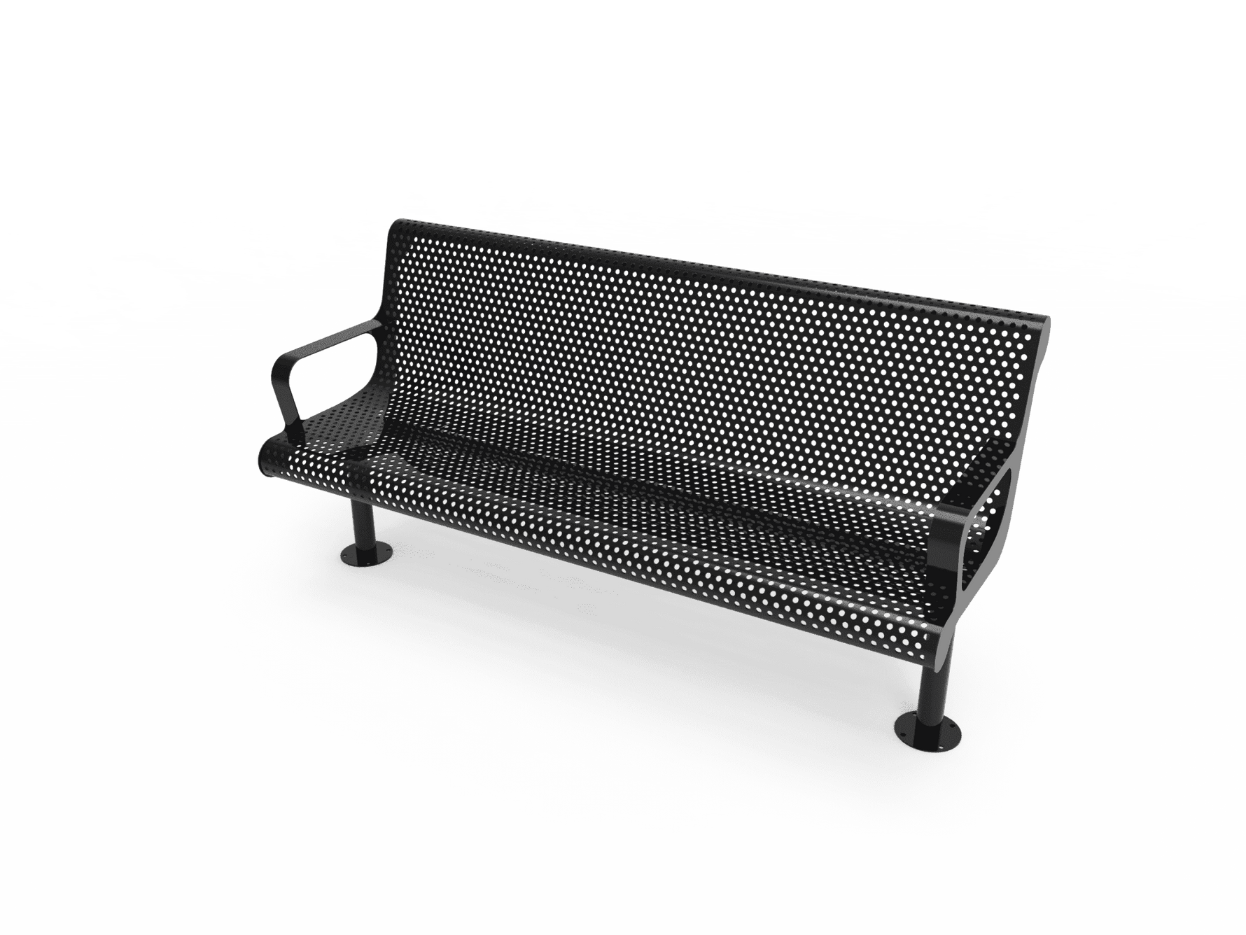 Commercial Contoured Park Bench with Armrests – Expanded Metal, Thermoplastic Coated - Outdoorsiness