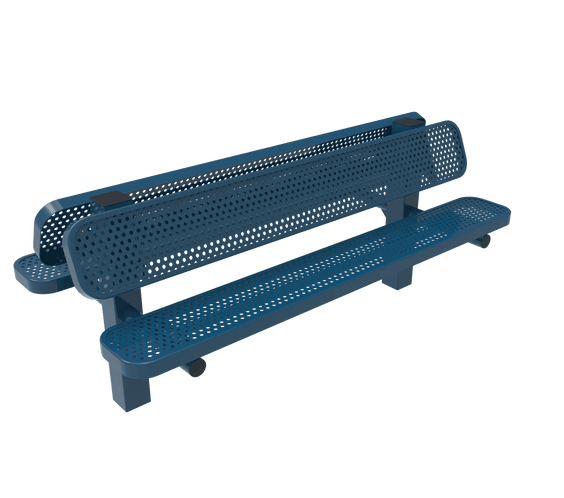 Commercial Double Pedestal Outdoor Bench – Back-to-Back Seating, Thermoplastic Coated - Outdoorsiness