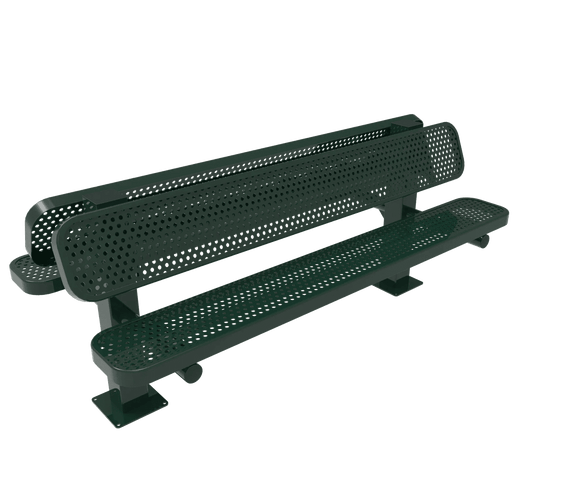 Commercial Double Pedestal Outdoor Bench – Back-to-Back Seating, Thermoplastic Coated - Outdoorsiness