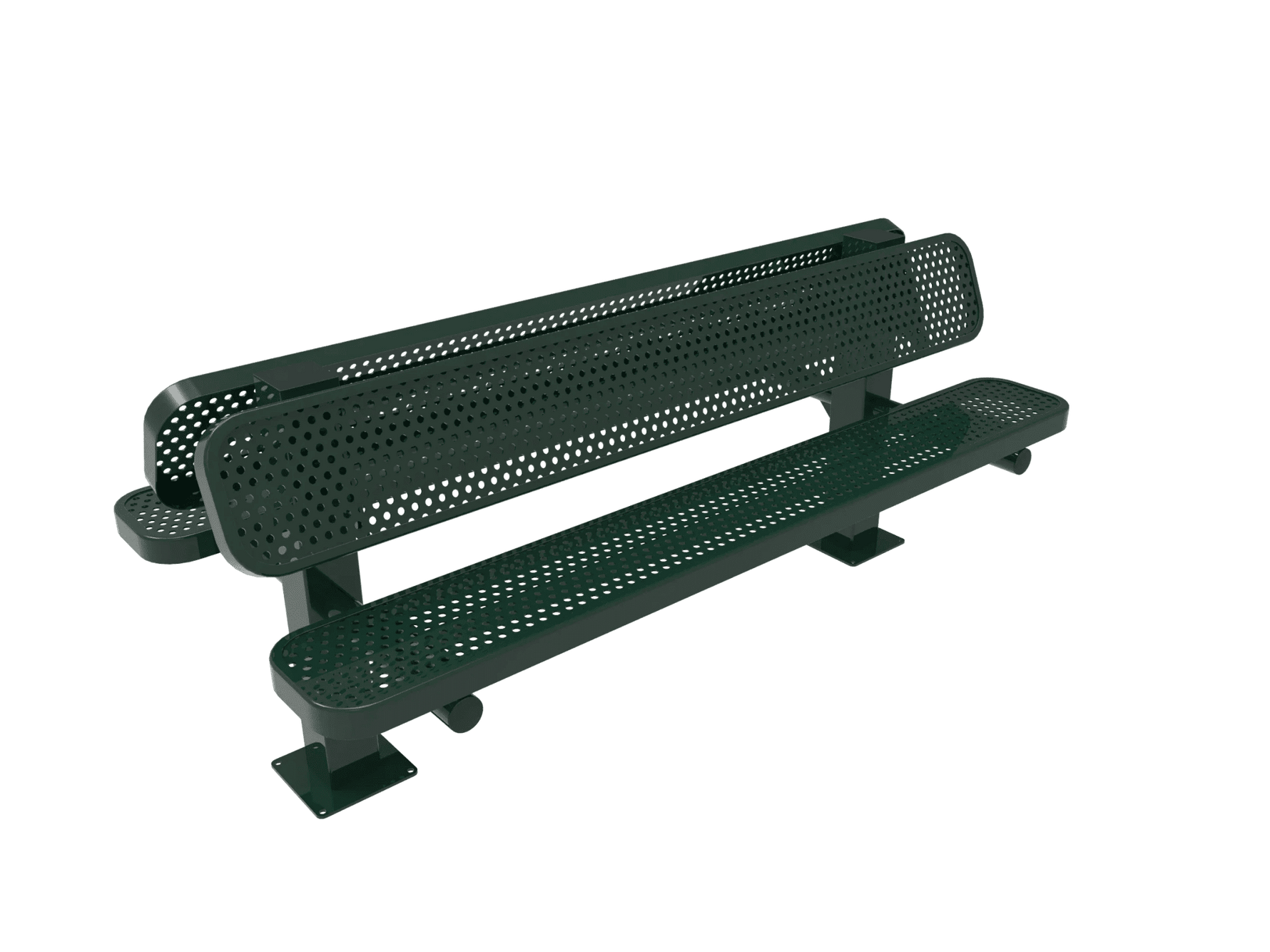 Commercial Double Pedestal Outdoor Bench – Back-to-Back Seating, Thermoplastic Coated - Outdoorsiness