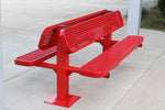 Commercial Double Pedestal Outdoor Bench – Back-to-Back Seating, Thermoplastic Coated - Outdoorsiness