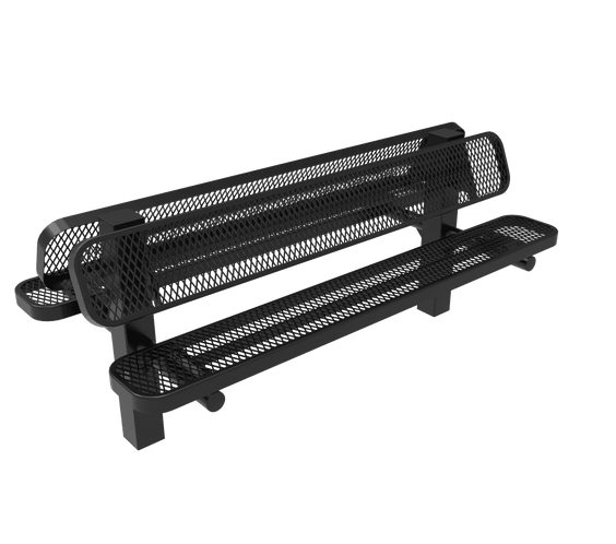 Commercial Double Pedestal Outdoor Bench – Back-to-Back Seating, Thermoplastic Coated - Outdoorsiness