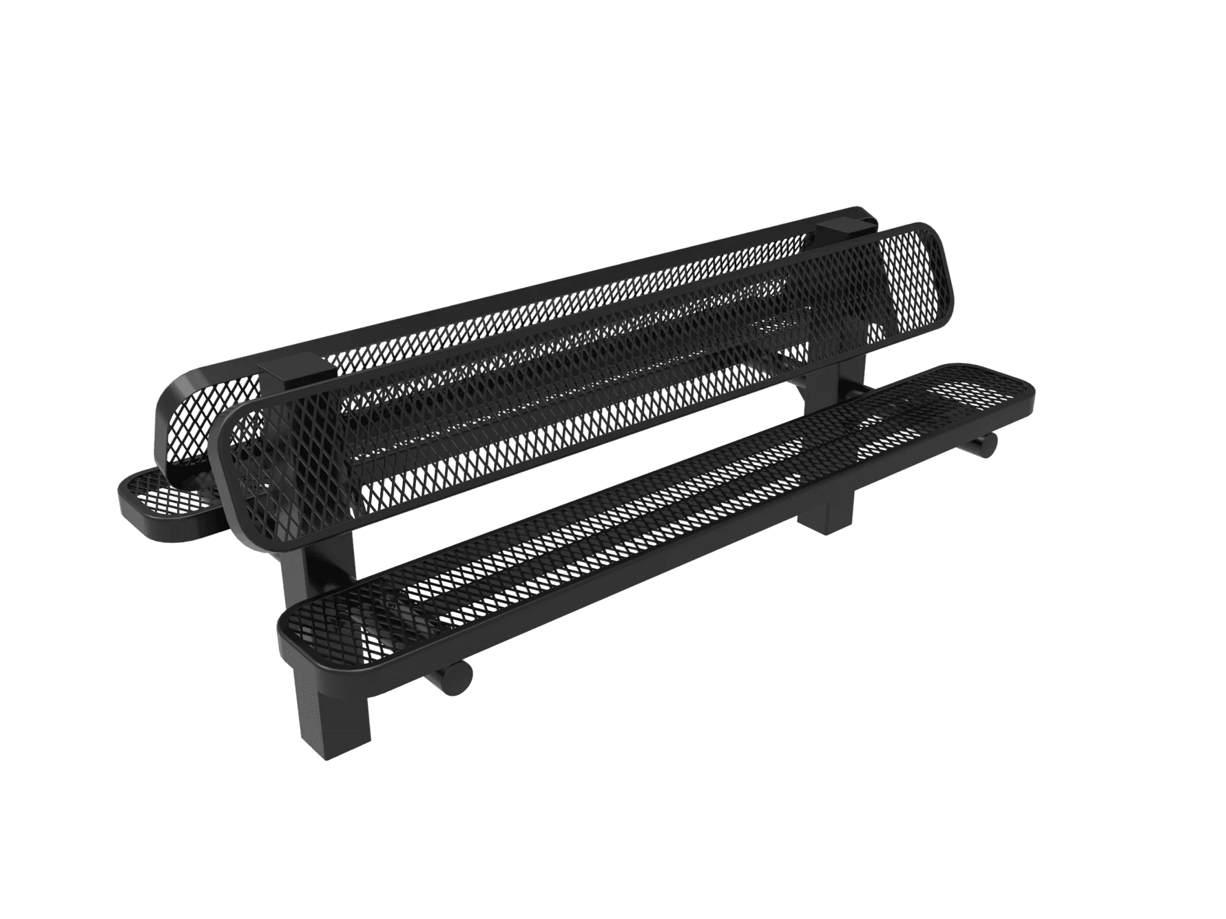 Commercial Double Pedestal Outdoor Bench – Back-to-Back Seating, Thermoplastic Coated - Outdoorsiness