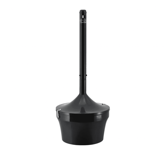 Commercial Outdoor Smokers Pole & Ashtray – 4.5 Gallon Steel, Black - Outdoorsiness