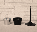 Commercial Outdoor Smokers Pole & Ashtray – 4.5 Gallon Steel, Black - Outdoorsiness