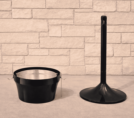 Commercial Outdoor Smokers Pole & Ashtray – 4.5 Gallon Steel, Black - Outdoorsiness