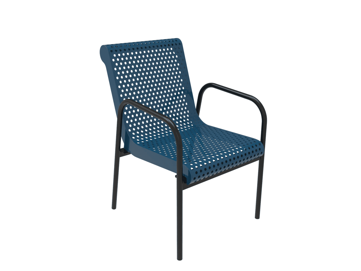 Commercial Punched Steel Stacking Outdoor Cafe Chair – Galvanized, Powder Coated - Outdoorsiness