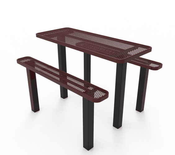 Commercial Rectangle Independent Pedestal Picnic Table – Thermoplastic Expanded Metal, 6ft - Outdoorsiness