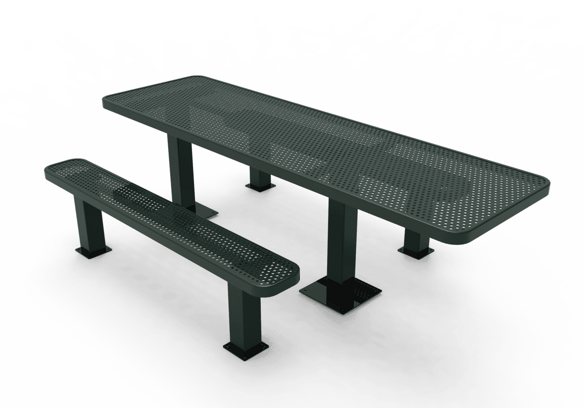 Commercial Rectangle Independent Pedestal Picnic Table – Thermoplastic Expanded Metal, 6ft - Outdoorsiness