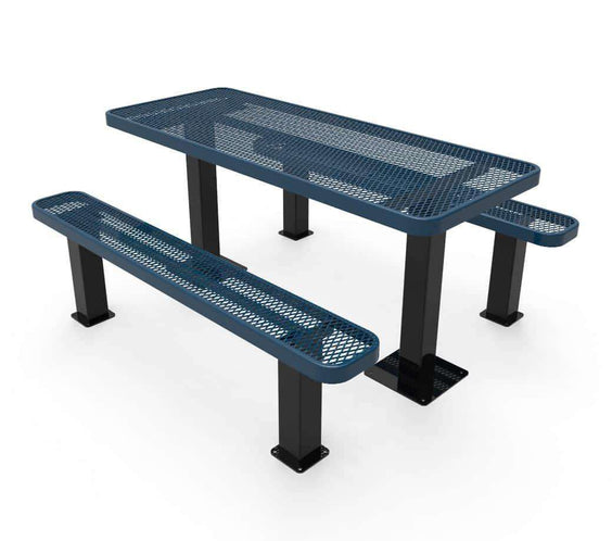 Commercial Rectangle Independent Pedestal Picnic Table – Thermoplastic Expanded Metal, 6ft - Outdoorsiness