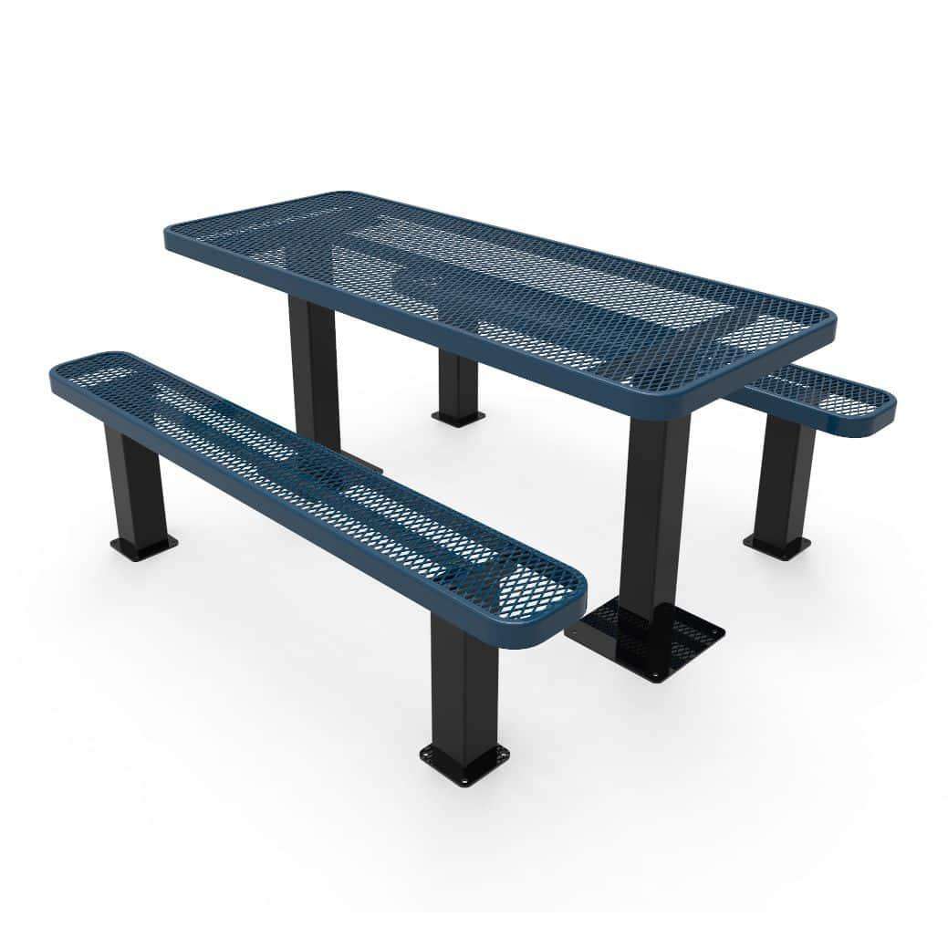 Commercial Rectangle Independent Pedestal Picnic Table – Thermoplastic Expanded Metal, 6ft - Outdoorsiness