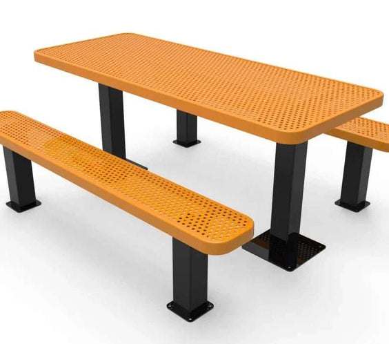 Commercial Rectangle Independent Pedestal Picnic Table – Thermoplastic Expanded Metal, 6ft - Outdoorsiness