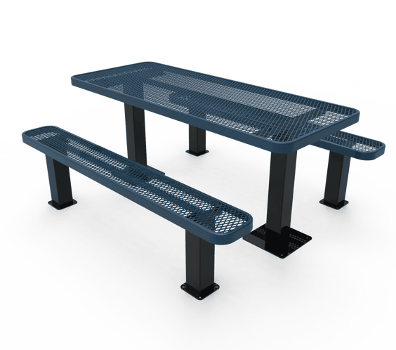 Commercial Rectangle Independent Pedestal Picnic Table – Thermoplastic Expanded Metal, 6ft - Outdoorsiness