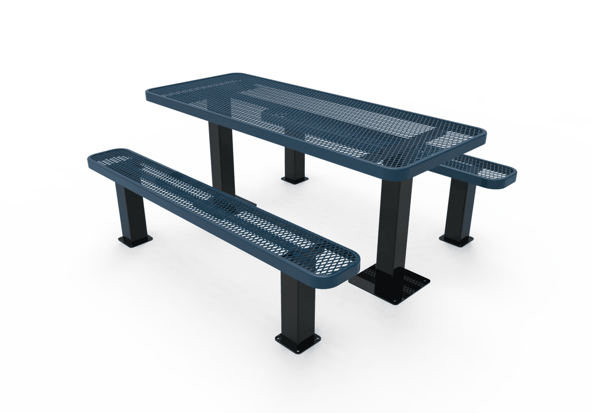 Commercial Rectangle Independent Pedestal Picnic Table – Thermoplastic Expanded Metal, 6ft - Outdoorsiness