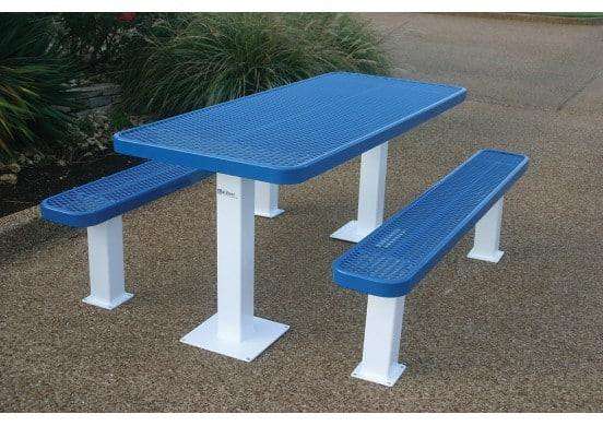 Commercial Rectangle Independent Pedestal Picnic Table – Thermoplastic Expanded Metal, 6ft - Outdoorsiness