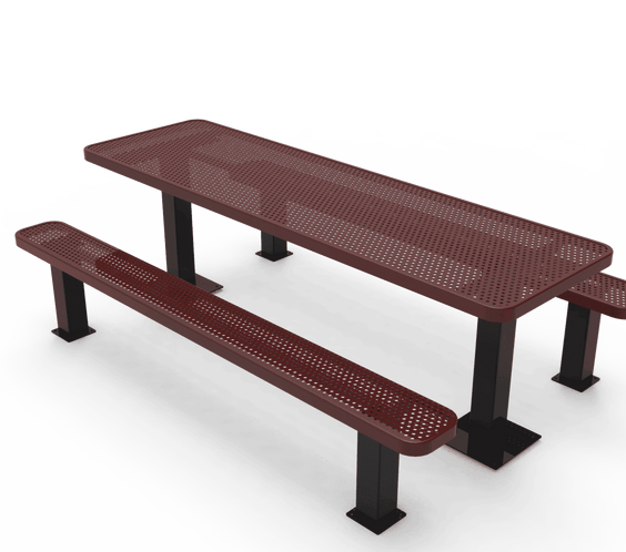 Commercial Rectangle Independent Pedestal Picnic Table – Thermoplastic Expanded Metal, 6ft - Outdoorsiness