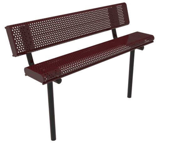 Commercial Rolled Edge Park Bench With Back – Expanded Metal, Thermoplastic Coated - Outdoorsiness