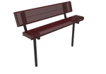 Commercial Rolled Edge Park Bench With Back – Expanded Metal, Thermoplastic Coated - Outdoorsiness