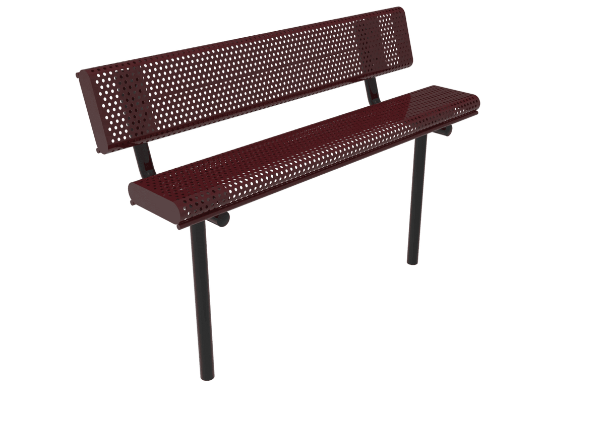 Commercial Rolled Edge Park Bench With Back – Expanded Metal, Thermoplastic Coated - Outdoorsiness