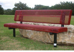 Commercial Rolled Edge Park Bench With Back – Expanded Metal, Thermoplastic Coated - Outdoorsiness