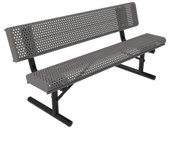 Commercial Rolled Edge Park Bench With Back – Expanded Metal, Thermoplastic Coated - Outdoorsiness