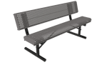 Commercial Rolled Edge Park Bench With Back – Expanded Metal, Thermoplastic Coated - Outdoorsiness