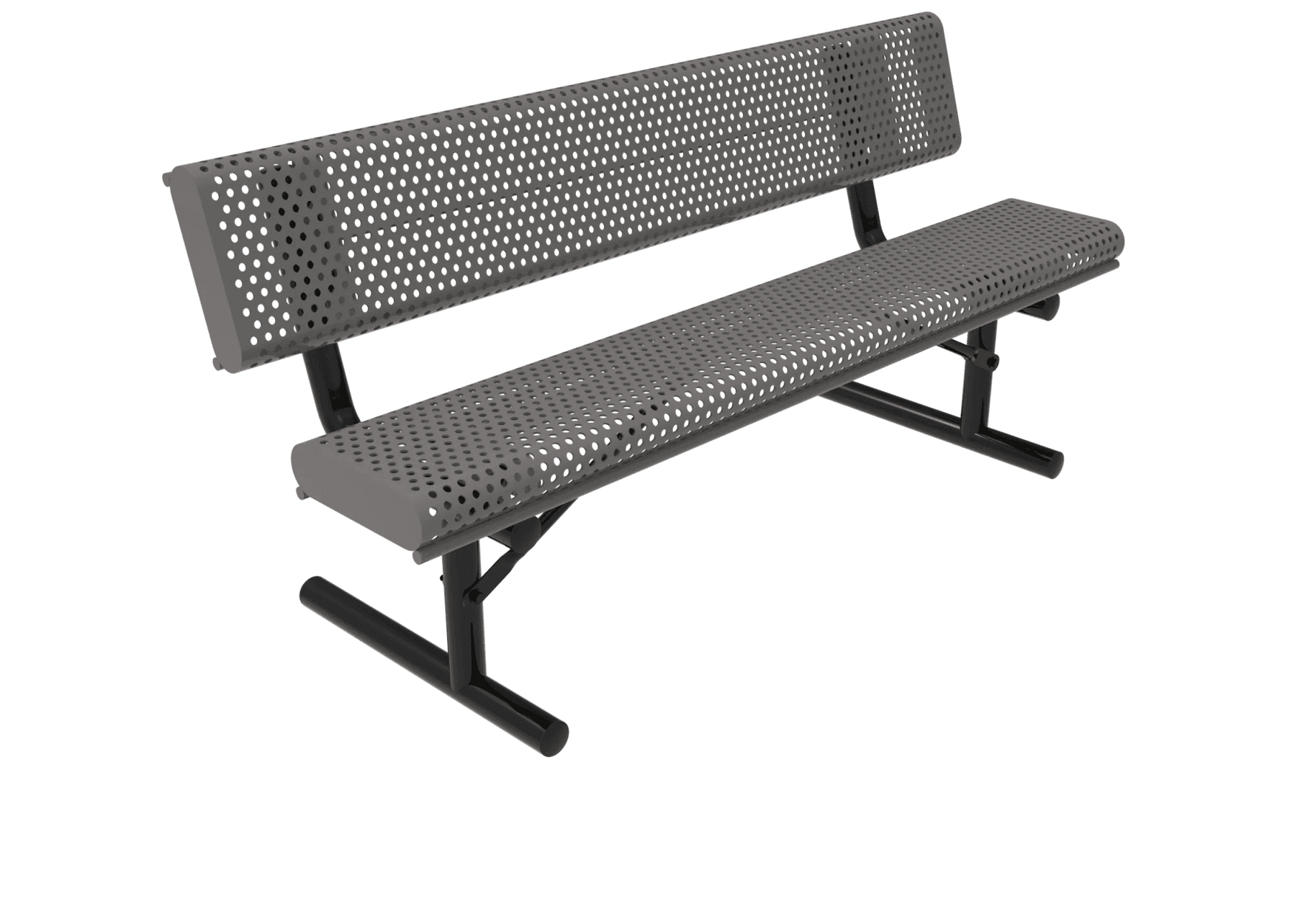 Commercial Rolled Edge Park Bench With Back – Expanded Metal, Thermoplastic Coated - Outdoorsiness